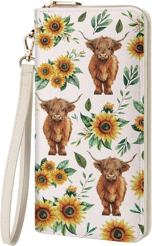 Vista 15 de Cartera clutch de cuero vegano para mujer con cremallera, correa de mano, gran capacidad 01 Cuero Genuino Negro