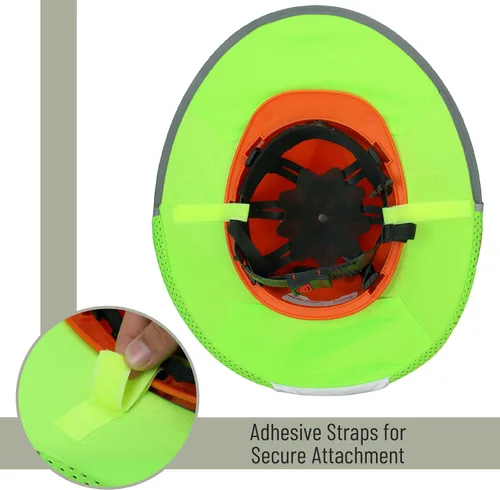Vista 5 de Casco Industrial UNCO con Protector Solar, Verde, Visera Completa y Estándar de Malla, Alta Visibilidad Reflectante, Accesorio para Casco Duro