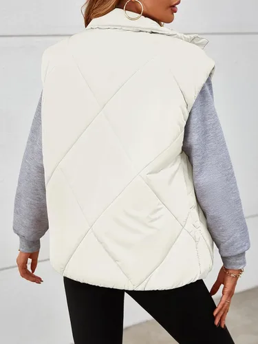 Vista 4 de MEROKEETY Chaleco acolchado de invierno para mujer 2024 con cuello alto, con cremallera, con bolsillos