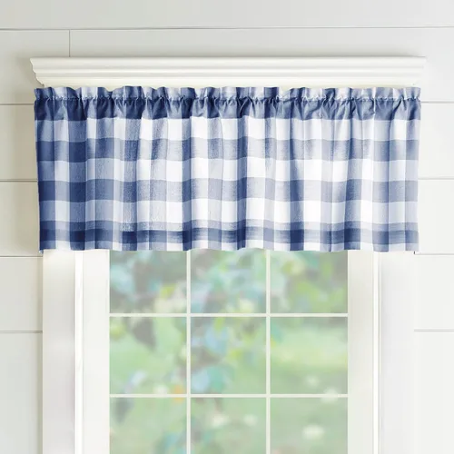 Vista 20 de Elrene Home Fashions Farmhouse Living Buffalo-Check Juego de cortinas de dos niveles para baño o cocina, 30" x 24" (Juego de 2 niveles), Gris/Blanco