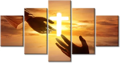 Vista 44 de TUMOVO Decoración de pared de iglesia cristiana de 3 paneles, imágenes de la resurrección de Jesús para sala de estar, dormitorio, cocina