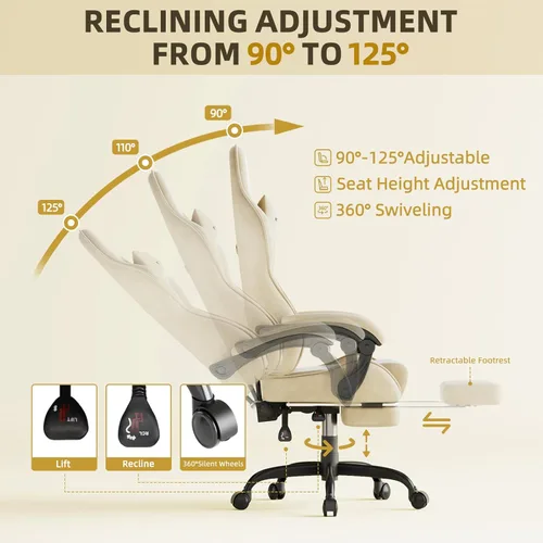 Vista 9 de Ferghana - Silla de tela de terciopelo para juegos, silla Gamer ergonómica de respaldo alto para adultos, silla cómoda para videojuegos