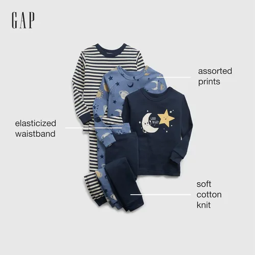 Vista 2 de GAP Conjunto de pijama largo John para niña, paquete de 3