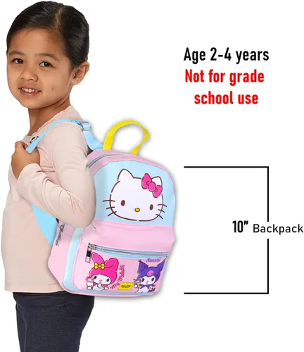 Vista 4 de Hello Kitty and and Friends - Mini mochila para adultos, mochila de piel sintética My Melody and Kuromi de 10 pulgadas con bolsillo frontal