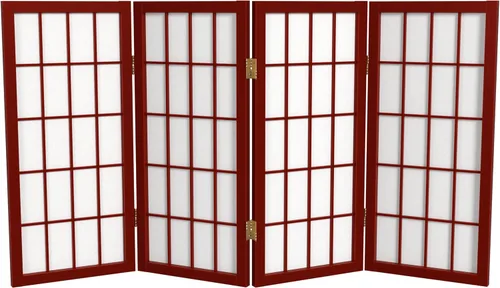 Vista 16 de Biombo portátil simple de 2 pies Biombo diseño Shoji, clásico diseño japonés 4 anchuras, 6 colores, Madera, Negro