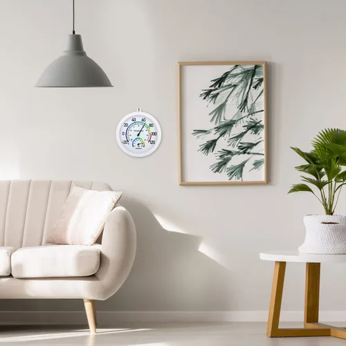Vista 6 de Termómetro de 6 pulgadas para interiores con medidor de humedad, termómetro de pared/higrómetro para decoración del hogar, esfera analógica