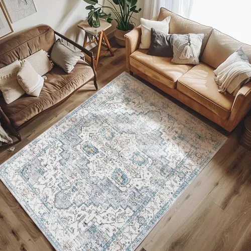 Vista 24 de jinchan Alfombra de área pequeña lavable floral vintage, alfombra de entrada simétrica de medio círculo de 2 x 3, alfombra de entrada suave de pelo