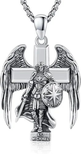 Vista 150 de 925 Sterling Silver Patron Saint Amulet Necklace for Men Women plateado