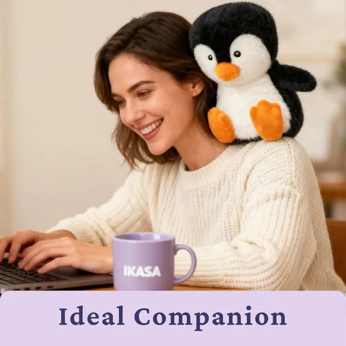 Vista 6 de IKASA Animal de peluche de pingüino para microondas, almohadilla térmica para mayor comodidad y calidez, calentable y refrigerable de 1.5 libras