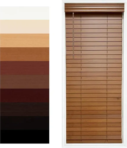 Vista 9 de TailorView Cortinas de ventana horizontales de madera personalizables sin cordón - Paletas de 2 pulgadas - Alabastro - Montaje interior o exterior.