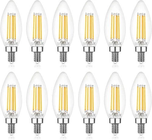Vista 10 de Bombillas LED E12 para candelabro, regulables, equivalentes a 60 W, 4.5 W, blanco suave, 2700 K, 500 lúmenes, punta de llama CA10, bombilla