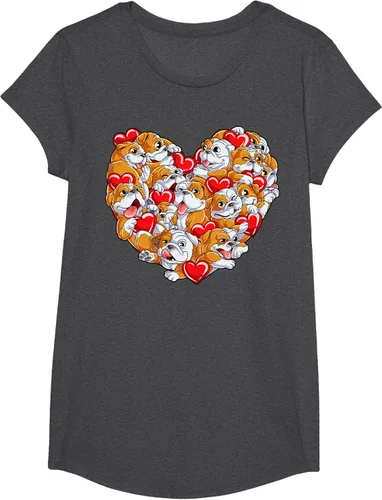Vista 33 de Camiseta inglesa para el día de San Valentín con diseño de corazón y perro amante de los niños Negro