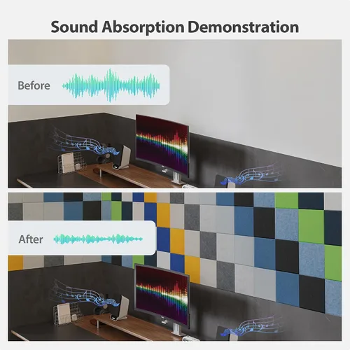 Vista 3 de 12 Pack Square Acoustic Panels Self Adhesive Sound Proof Foam