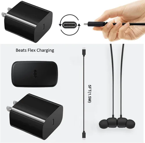 Vista 6 de USB-C Beats - Cable de carga de pared para auriculares compatible con Beats Powerbeats Pro 2, Solo 4, Studio Buds +, Studio Pro (x Kim Kardashian)