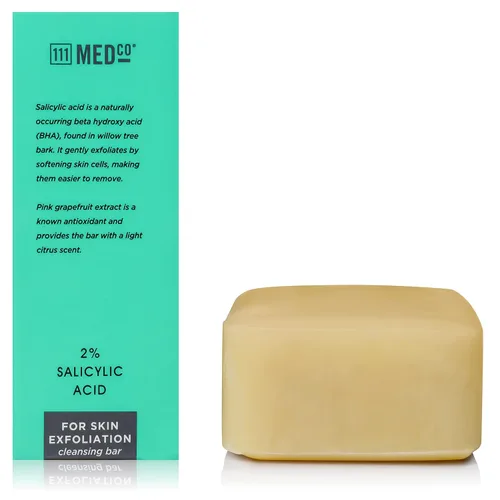 Vista 4 de 111MedCo Barra de limpieza exfoliante para acné con ácido salicílico al 2%, jabón facial y corporal medicado para brotes, textura rugosa y piel
