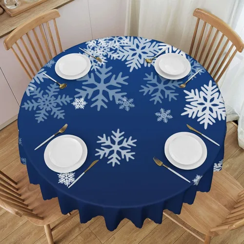 Vista 25 de Mantel redondo de 60 x 60 pulgadas con diseño de campanas de Navidad, de poliéster, resistente a las manchas y a las arrugas, mantel para cocina