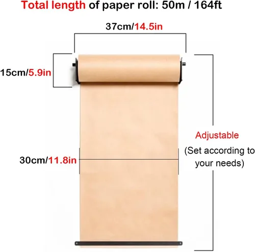 Vista 3 de Dispensador y cortador de papel kraft montado en la pared, nota de pared colgante para oficina y café, papel tapiz de graffiti para niños, papel