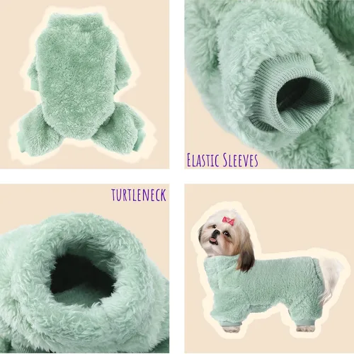 Vista 4 de Reginary 3 piezas de pijamas para perros, ropa para cachorros, abrigos de invierno, pijamas elásticos para cachorros, mono esponjoso, suéter