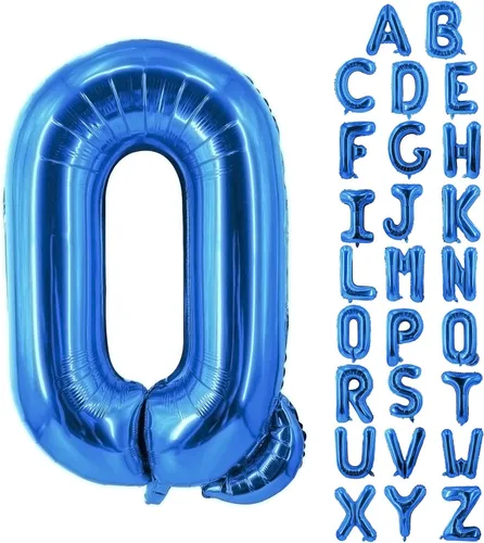 Vista 83 de Globos de letras azules de 40 pulgadas, globo grande del alfabeto de aluminio de Mylar para decoración de cumpleaños, boda, aniversario, graduación