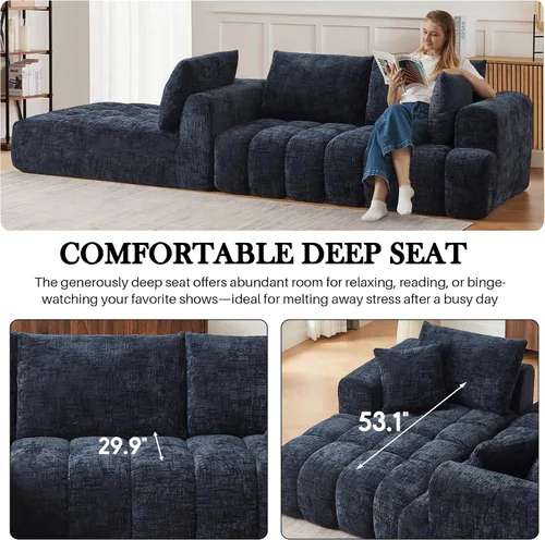 Vista 4 de Camillas deshuesadas de 108.3 pulgadas para sala de estar, sofá modular de nube con diván de gran tamaño, sofá deshuesado en forma de L con asiento