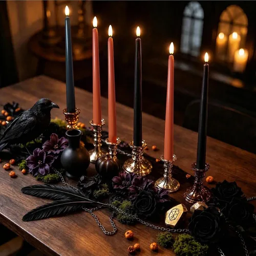 Vista 7 de Velas cónicas sin llama negras con control remoto, velas LED parpadeantes que funcionan con pilas, juego de 6 Nuevo Negro