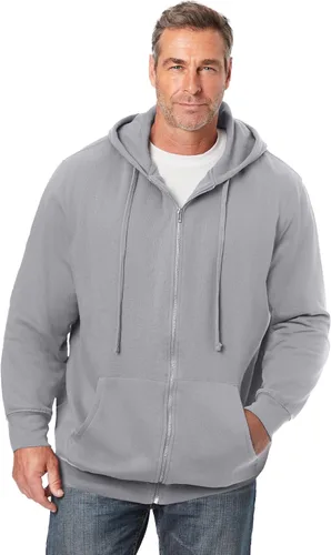 Vista 17 de KingSize - Chaqueta de forro polar con capucha y cremallera frontal para hombre Negro