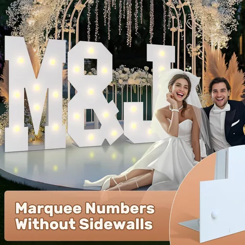 Vista 5 de Letras de marquesina de 3 pies de alto, letras y para decoraciones de fiesta de cumpleaños Light up Letters without Sidewalls, Lightweight Foam