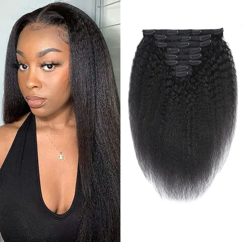 Vista 10 de Extensiones de cabello ondulado con clip, rizado natural, 100% cabello humano brasileño sin procesar, para mujeres negras (12 pulgadas)