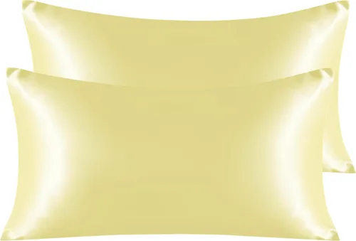 Vista 34 de NTBAY Paquete de 2 fundas de almohada estándar de satén para cabello y piel, lujosas y sedosas fundas de almohada con cierre de sobre, 20 x 26