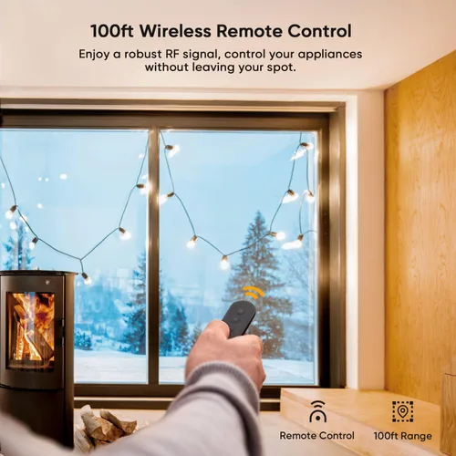 Vista 4 de TREATLIFE Enchufe de atenuación con control remoto inalámbrico de 100 pies, resistencia a la intemperie IP44, atenuador al aire libre para luces