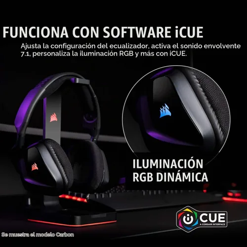 Vista 6 de Auriculares Corsair Void RGB Elite USB Premium para juegos con sonido envolvente 7.1, Carbon Negro