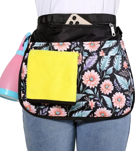Vista 12 de Bafelia Delantal Organizador de Limpieza de Tamaño Pequeño para Mujeres con 5 Bolsillos, Suministros de Limpieza Profesionales Impermeables