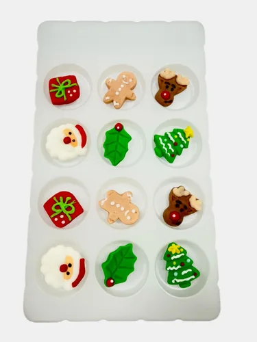 Vista 4 de Sentovac 12 piezas decoraciones comestibles para pasteles de Navidad (2 Papá Noel) Chispitas para mezclar para Navidad Suministros para fiesta 3