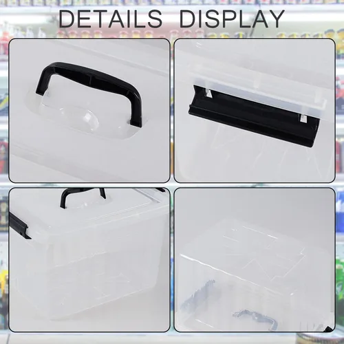 Vista 4 de Ggbin Caja de almacenamiento de plástico transparente con asa, contenedor de almacenamiento con tapa