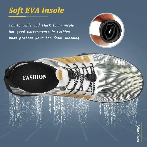 Vista 5 de WateLves - Zapatos de agua para hombres y mujeres, para natación, playa, piscina, surfear, hacer yoga o aeróbico acuático, calcetines para el agua