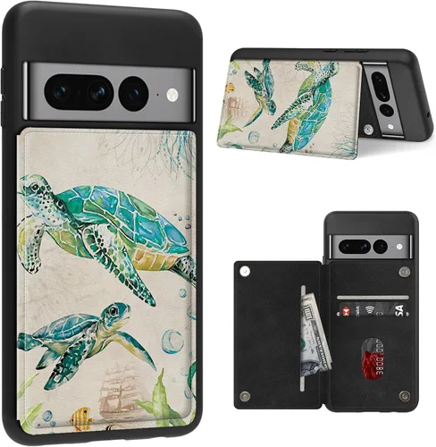 Vista 24 de Funda para Google Pixel 7 Pro con ranura para tarjetero, funda de piel sintética, doble cierre magnético y cubierta duradera de TPU a prueba