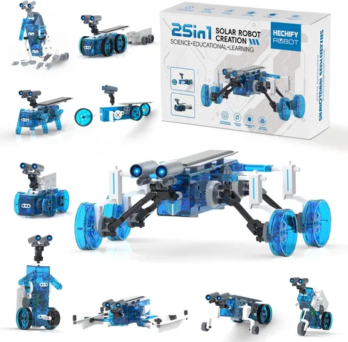 Vista 9 de STEM 25 en 1 Robot Solar Kit Educativo Juguetes de Construcción para Niños Azul y naranja