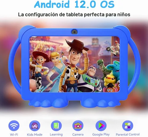 Vista 2 de HOTTABLET Tableta para niños de 7 pulgadas, Android 12, 4 GB de RAM, 32 GB de ROM, expansión de 512 GB, con control parental, WiFi, Bluetooth