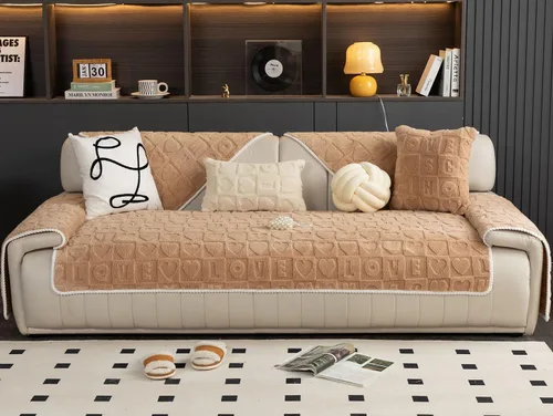 Vista 2 de vctops Funda suave de piel sintética con patrón de amor 3D para sofá, funda antideslizante para sofá seccional, protector de muebles