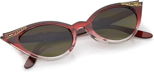 Vista 2 de zeroUV Gafas de sol vintage de los años 50 para mujer, con diseño UV400, adornadas con diamantes de imitación, Pinup Girl y accesorios Rockabilly
