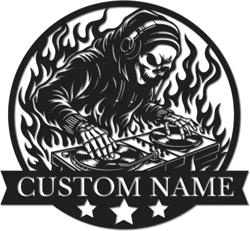 Vista 14 de Letrero de metal personalizado para DJ, arte de pared musical con nombre personalizado, decoración de estudio de disc jockey, regalo temático