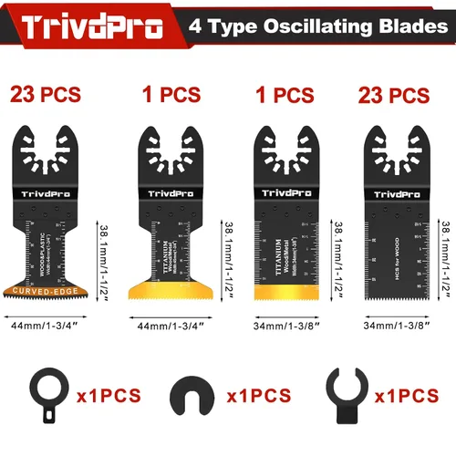 Vista 2 de Hojas multiherramienta Hojas de herramienta multiusos Kits - TrivdPro 48 piezas Hoja de herramienta oscilante Hojas de sierra oscilantes para metal
