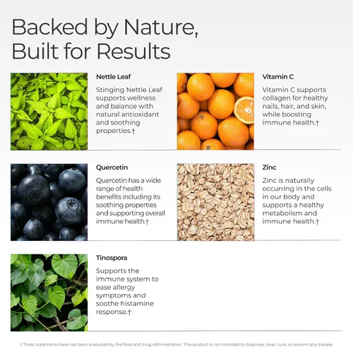 Vista 3 de Livingood Daily Suplemento natural para alergias con vitamina C, quercetina, hoja de ortiga, zinc, bromelina y tinospora, sin OMG, vegano, fórmula