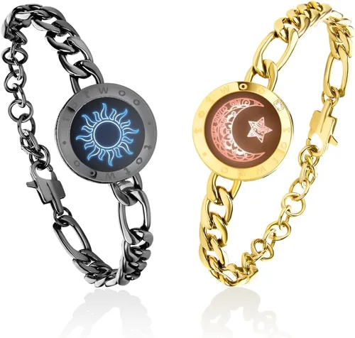 Vista 14 de TOTWOO Sun and Moon Long Distance Touch Bracelets for Couples