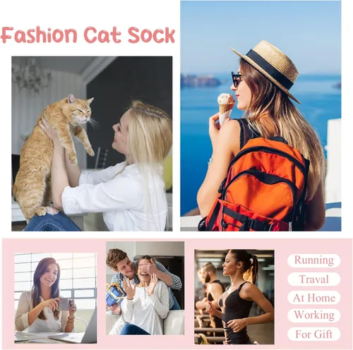 Vista 7 de Justay 5 Pairs Womens Cute Cat Socks Novelty Funny Cat Claw Socks Animal Fun Ankle Socks