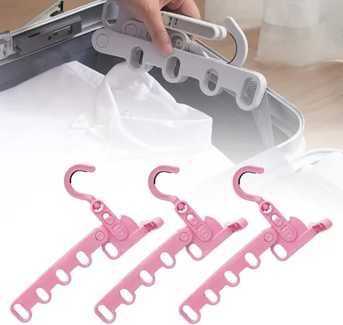 Vista 15 de 2 perchas plegables de viaje, colgador de ropa plegable portátil con 5 agujeros, colgador de ropa montado en la pared, estante de secado plegable