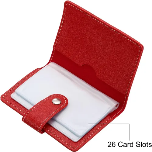 Vista 3 de PATIKIL Portatarjetas de crédito, 1 paquete de cartera delgada de cuero, organizador de almacenamiento para tarjetas de visita con 26 ranuras