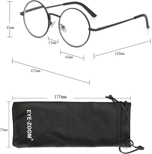 Vista 3 de Gafas de lectura redondas con marco de metal con bisagra de resorte (negro, plateado y plomo)