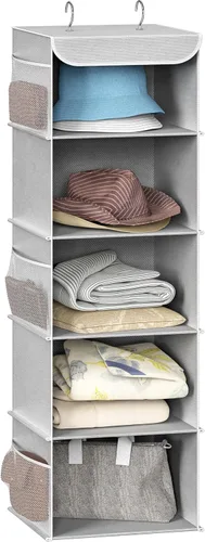 Vista 19 de Simple Houseware Organizador de armario colgante de 5 estantes, color negro