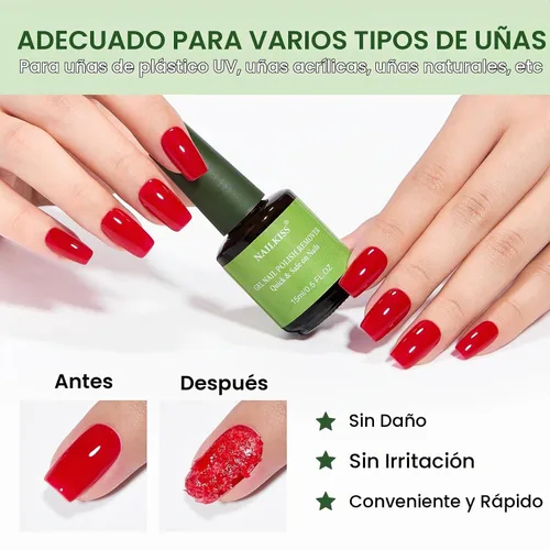 Vista 4 de Removedor de esmalte de uñas de gel de 0.5 onzas líquidas, removedor de esmalte profesional para uñas, removedor de esmalte rápido y fácil en 2-5